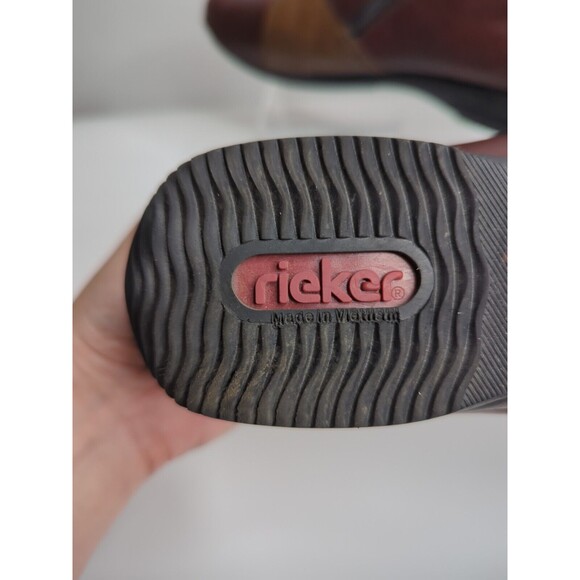 Rieker Berthe Sz 8 Patchwork Leather Booties Brown Tan Flat Leather Comfort Boho - Picture 10 of 11